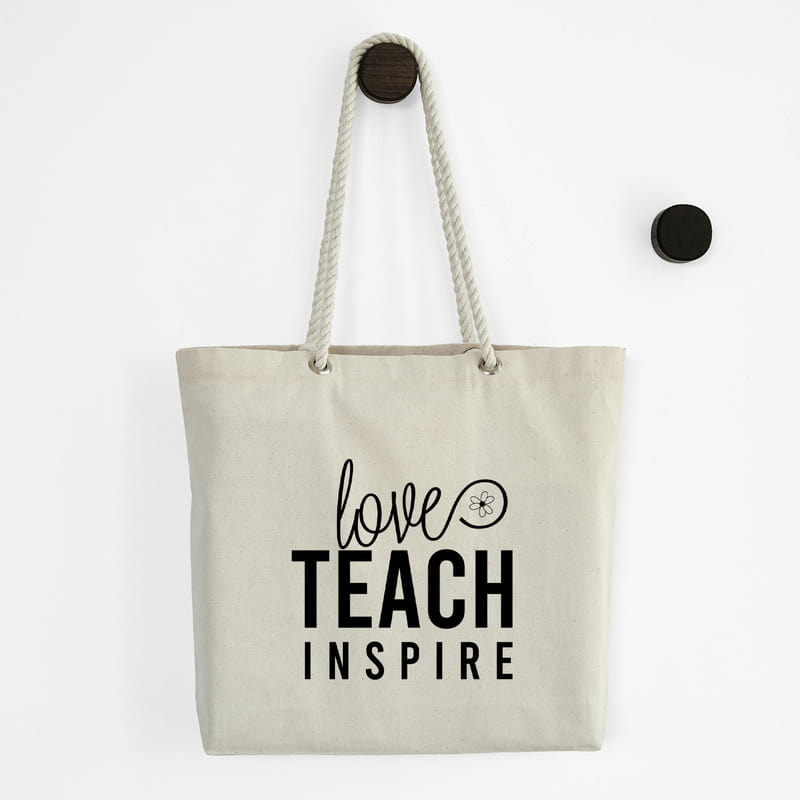 Love Teach Inspire Tasarımlı Askılı Çanta