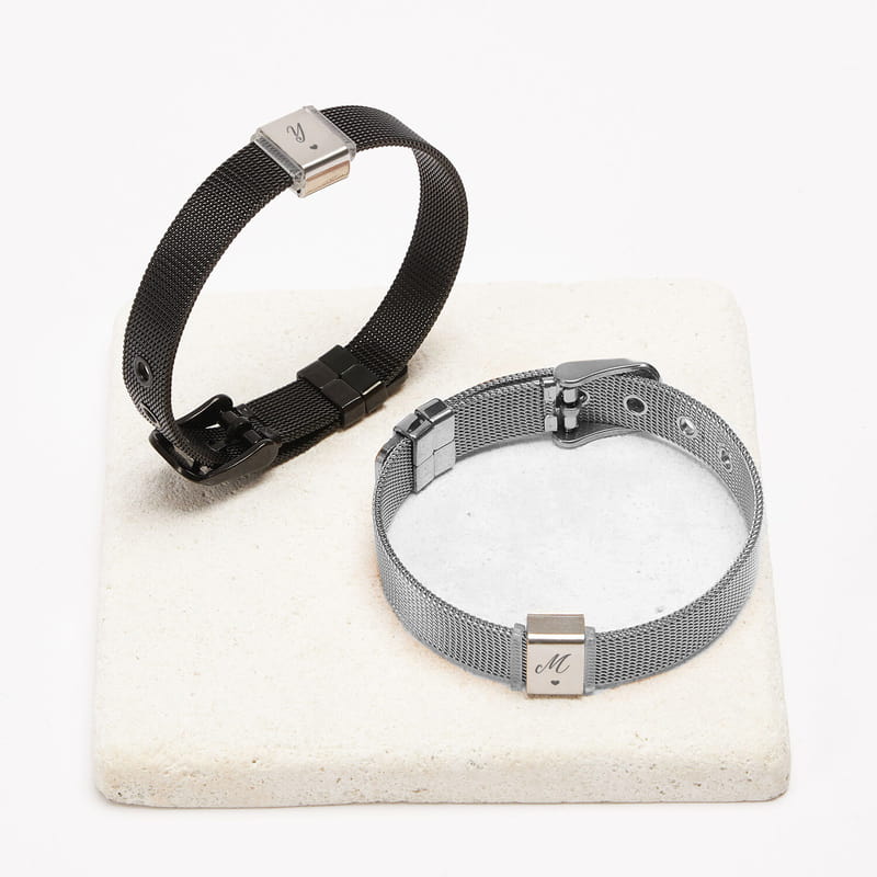 Minimal Kalp ve Harf Özelleştirmeli 2'li Kombin Bileklik