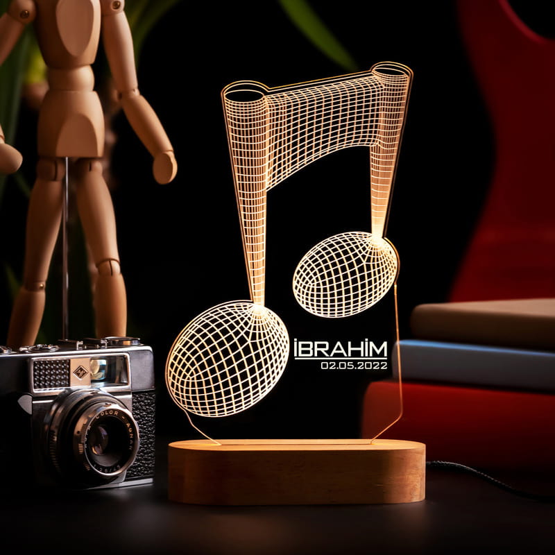Müzik Severe Nota Baskılı 3d Led Lamba