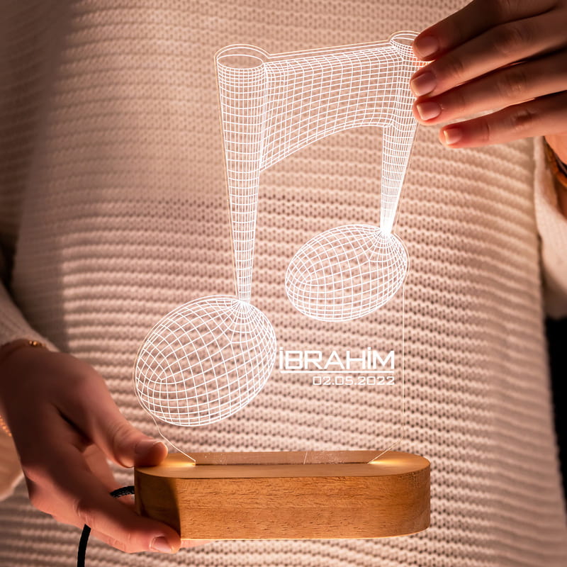 Müzik Severe Nota Baskılı 3d Led Lamba