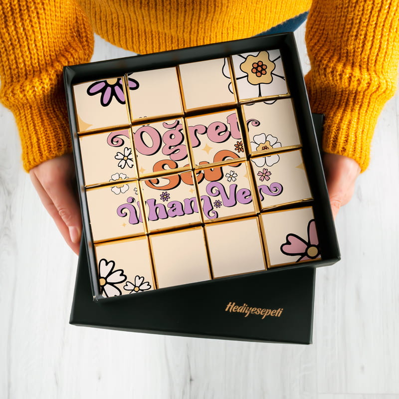 Öğret Sev İlham Ver Mottolu Kutulu Çikolata