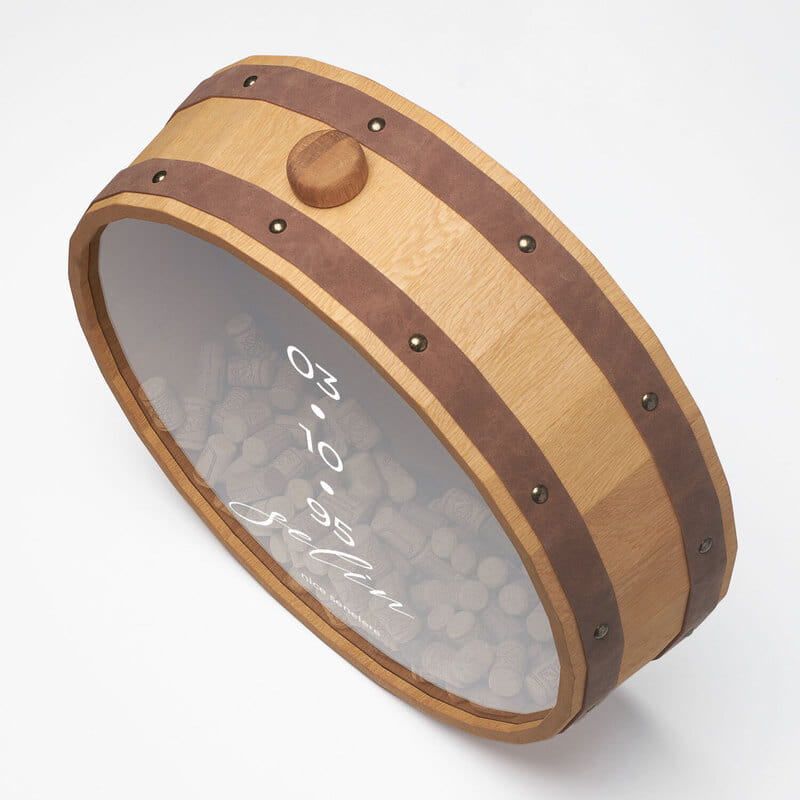 Özel Gün Tarihli İsme Özel Dekoratif Meşe Şarap Mantar Kutusu