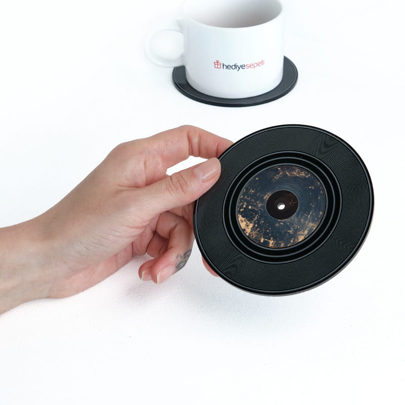 Retro Plak Bardak Altlığı - 6'lı Set