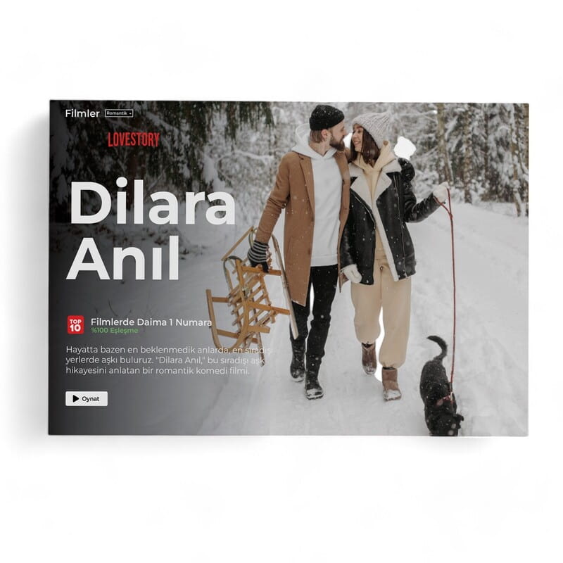 Romantik Film Afişi Tasarımı Kişiye Özel 40x60 Kanvas Tablo