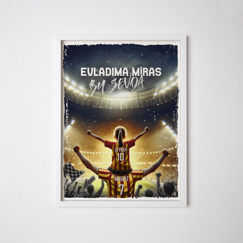 Sarı Kırmızı Forma Özelleştirmeli Evladıma Miras Futbol Sever Çerçeve - 30x40