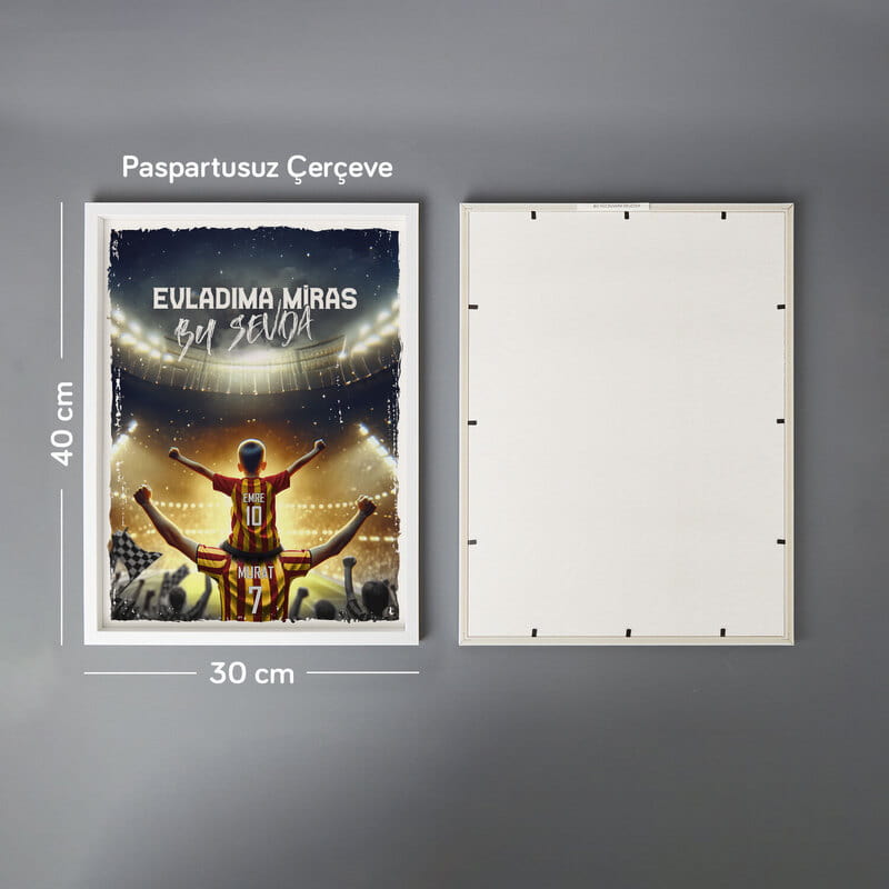 Sarı Kırmızı Forma Özelleştirmeli Evladıma Miras Futbol Sever Çerçeve - 30x40