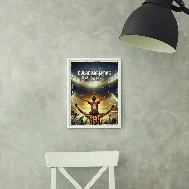 Sarı Kırmızı Forma Özelleştirmeli Evladıma Miras Futbol Sever Çerçeve - 30x40