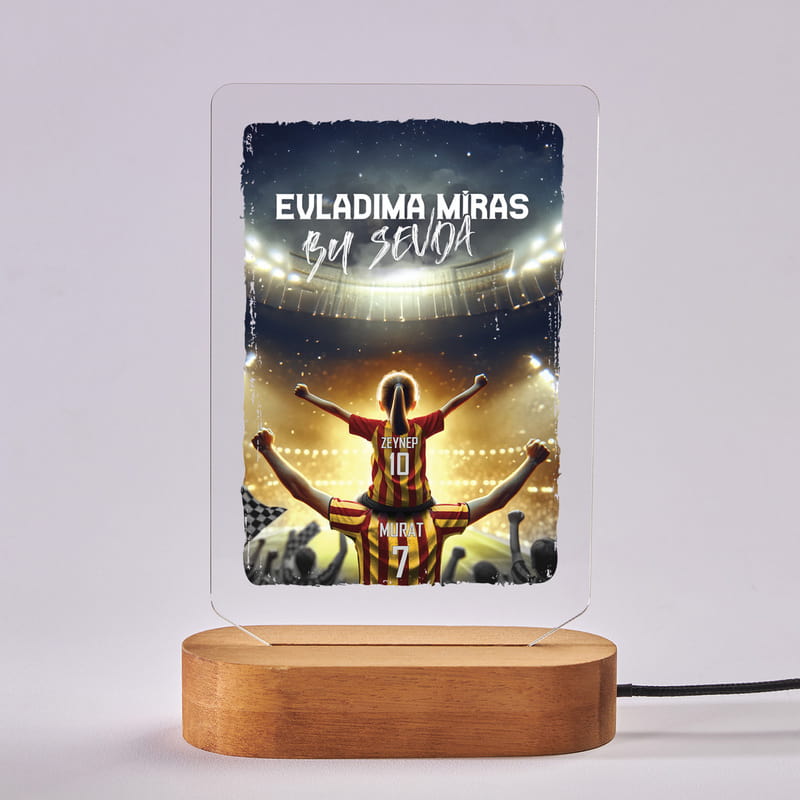 Sarı Kırmızı Taraftar Temalı Baba Evlat isme Özel Led lamba