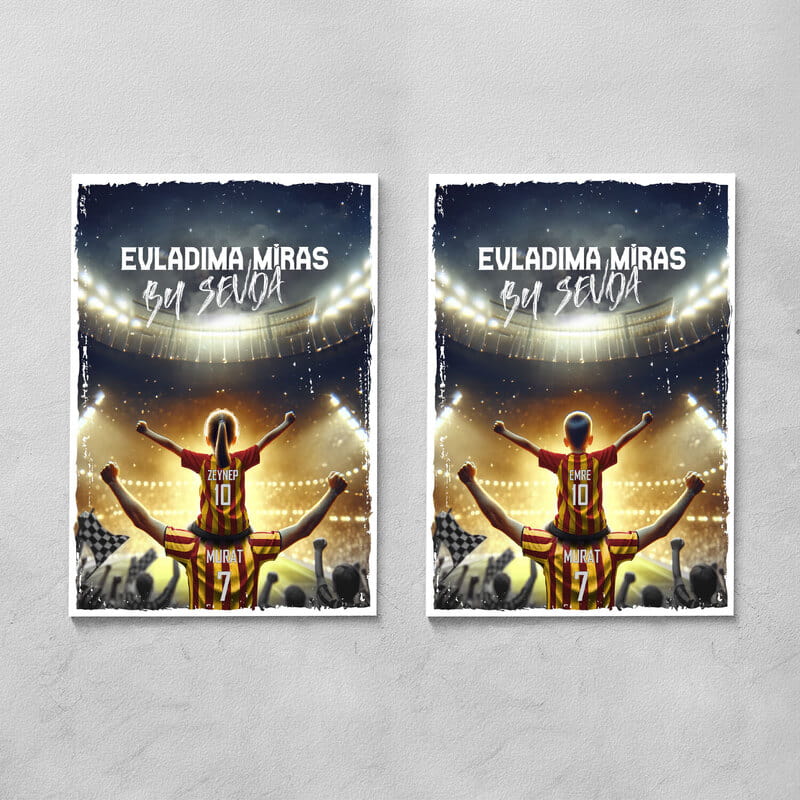 Sarı Kırmızı Taraftarlara Özel Forma Özelleştirmeli Kanvas Tablo - 30x40