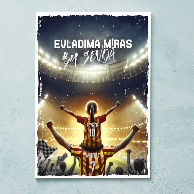 Sarı Kırmızı Taraftarlara Özel Forma Özelleştirmeli Kanvas Tablo - 30x40