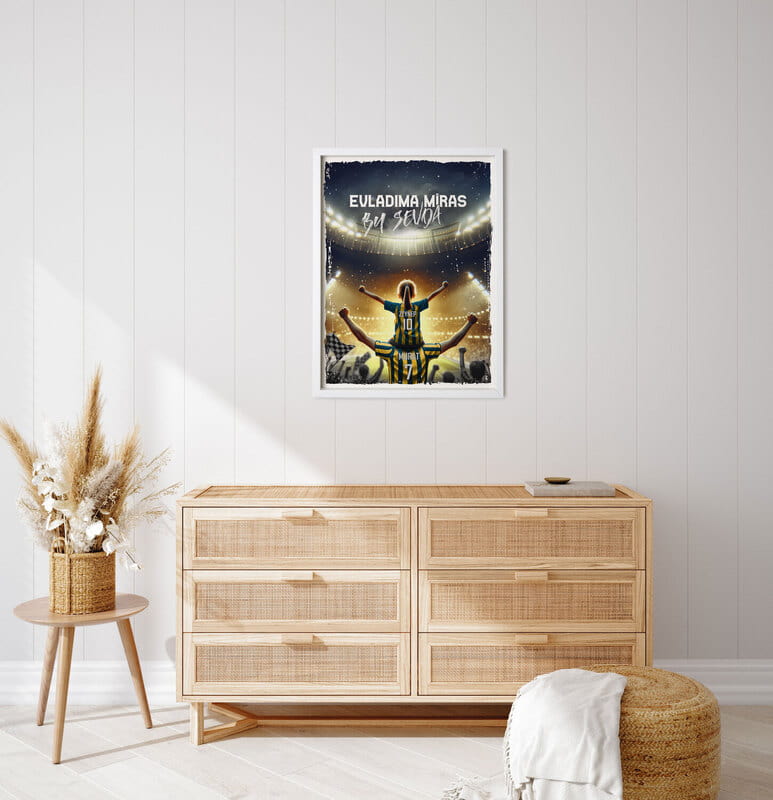 Sarı Lacivert Forma Kişiselleştirmeli Evladıma Miras Beyaz Çerçeve - 30x40