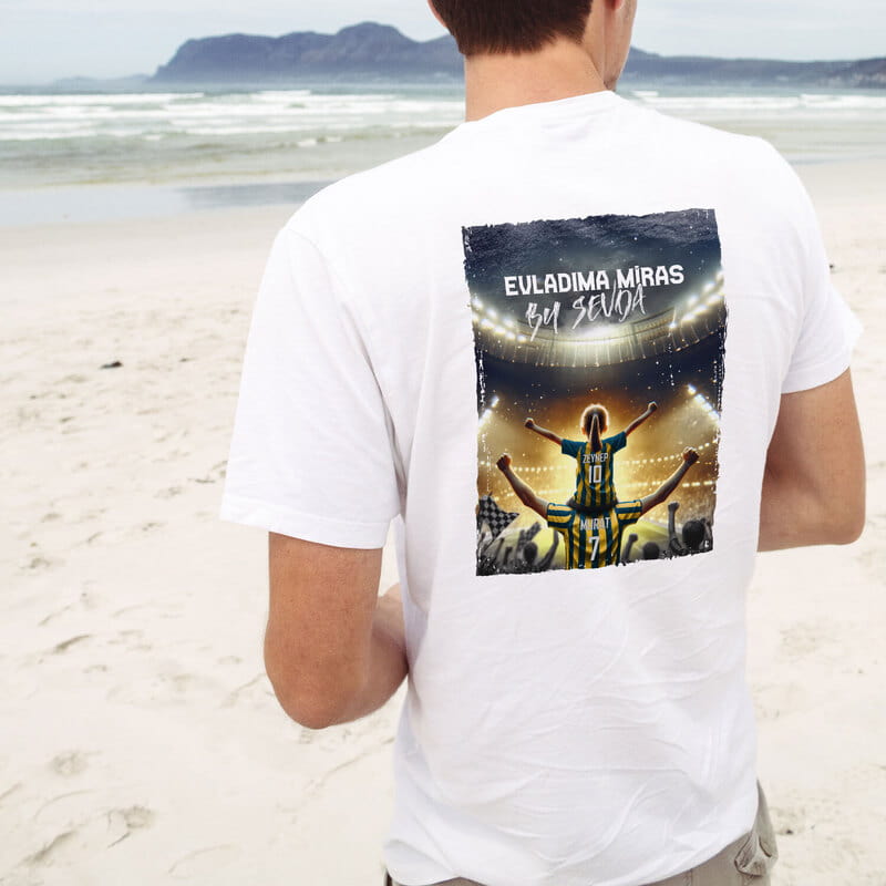 Sarı Lacivert Kişiye Özel Futbol Temalı Baba Çocuk T-Shirt Kombini