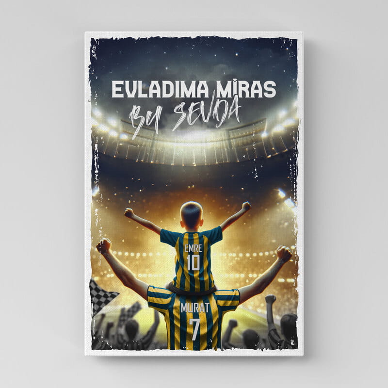 Sarı Lacivert Sevda Evladıma Miras Kişiye Özel Kanvas Tablo - 40x60