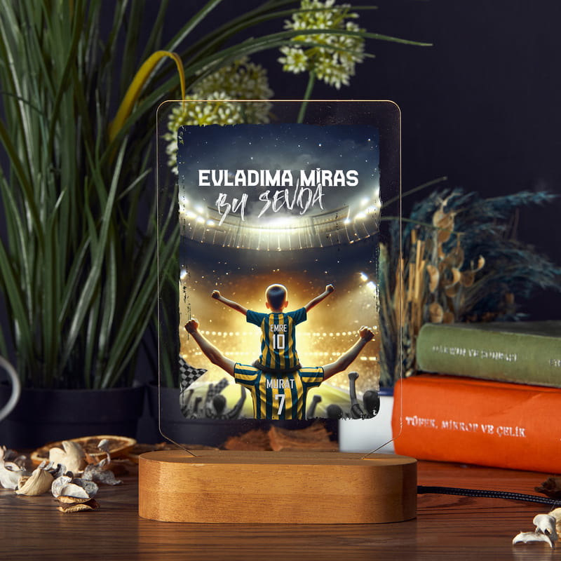 Sarı Lacivert Taraftar Baba Çocuk İsimli Led Lamba