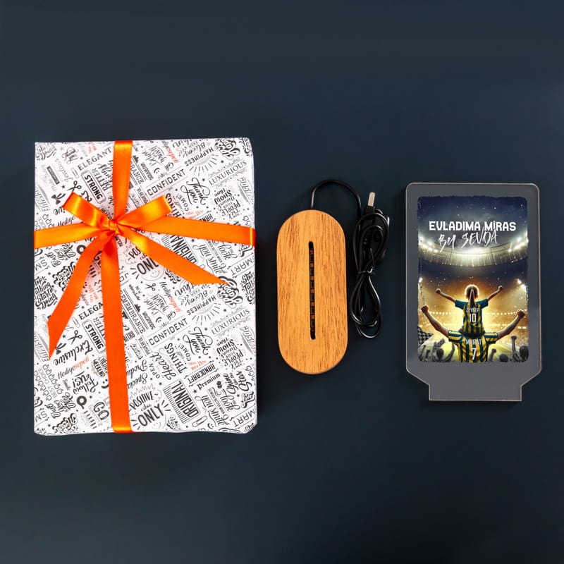 Sarı Lacivert Taraftar Baba Çocuk İsimli Led Lamba