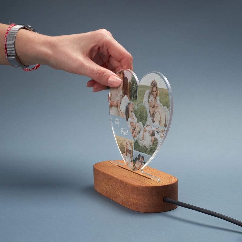 Sevgimizin Çerçevesi Fotoğraflı Kalp Led Lamba