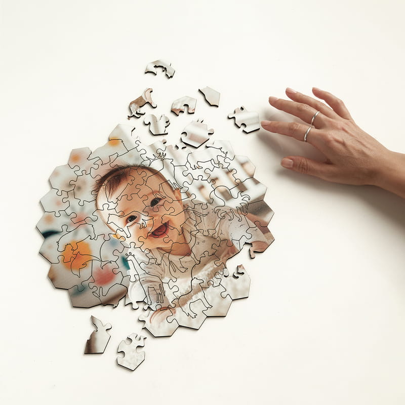 Bebek Resim Özelleştirmeli Sevimli Hayvanlar Ahşap Puzzle