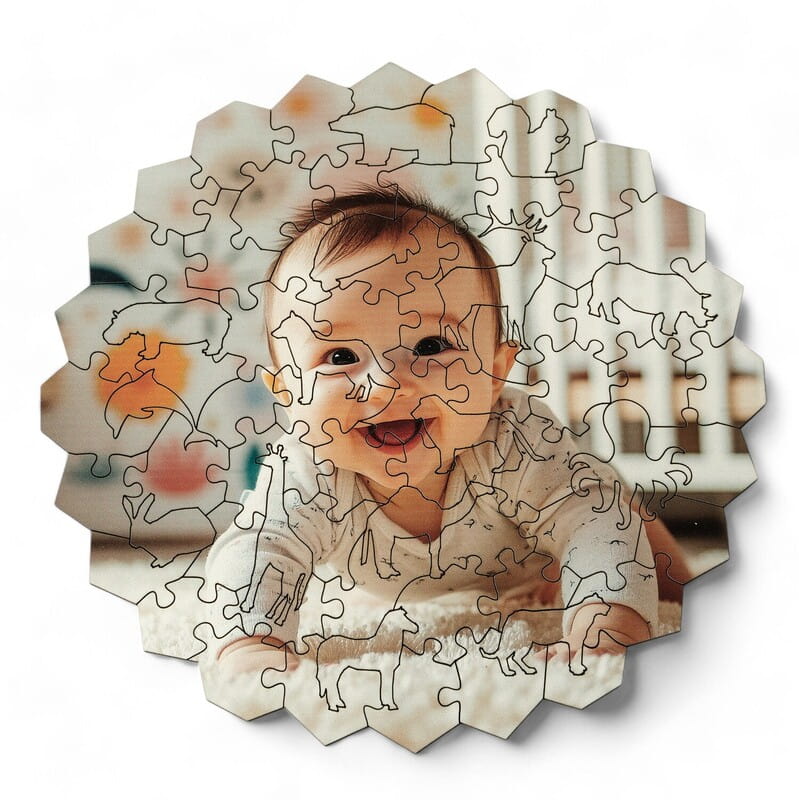 Bebek Resim Özelleştirmeli Sevimli Hayvanlar Ahşap Puzzle