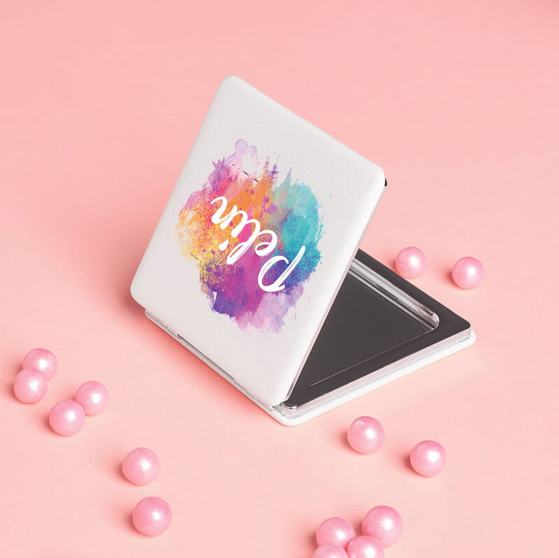 Sulu Boya Efektli İsme Özel Makyaj Aynası