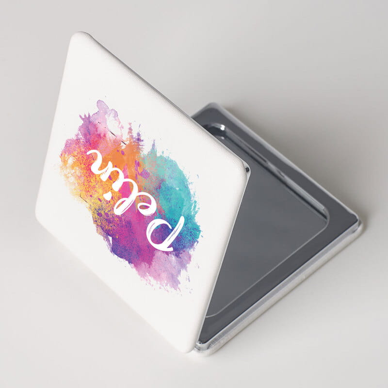 Sulu Boya Efektli İsme Özel Makyaj Aynası