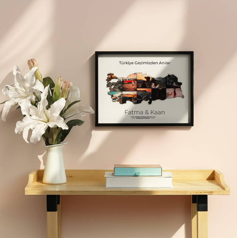Türkiye Gezimizden 3 Boyutlu Fotoğraf Kolaj Haritası - 30x40 Çerçeve