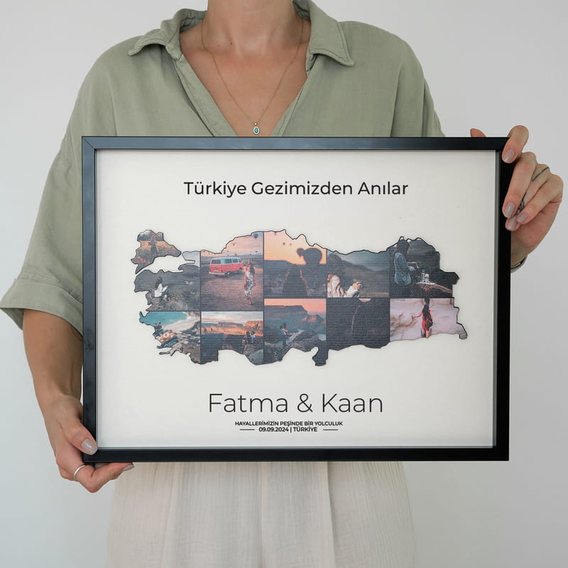 Türkiye Gezimizden 3 Boyutlu Fotoğraf Kolaj Haritası - 30x40 Çerçeve