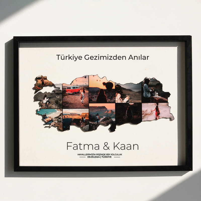 Türkiye Gezimizden 3 Boyutlu Fotoğraf Kolaj Haritası - 30x40 Çerçeve