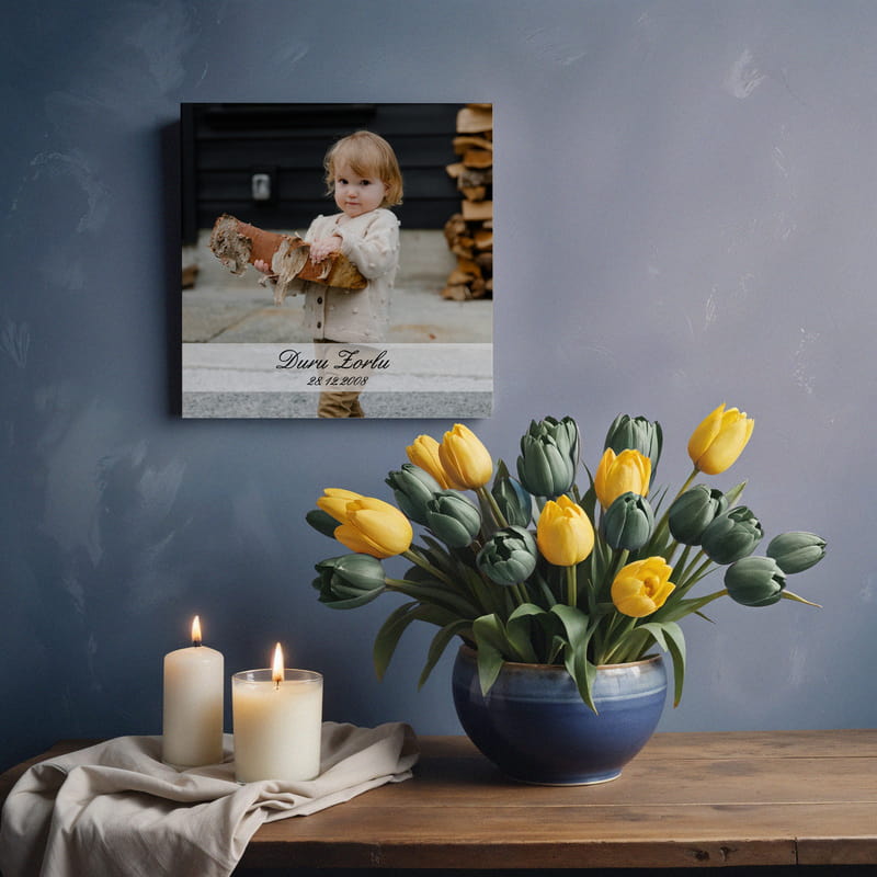 Yeni Doğan Bebek Hediyesi Kanvas Tablo - 25x25