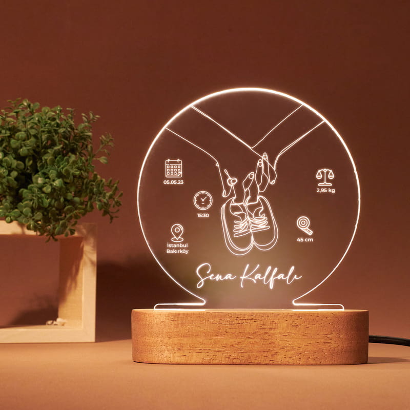 Yenidoğan Bebek Hatırası Dekoratif LED Lamba