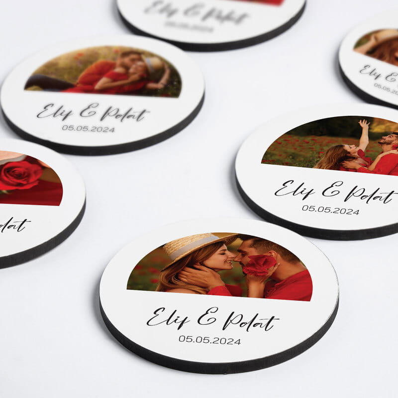 6'lı Bardak Altlığı Seti - Fotoğraf İsim Özelleştirmeli