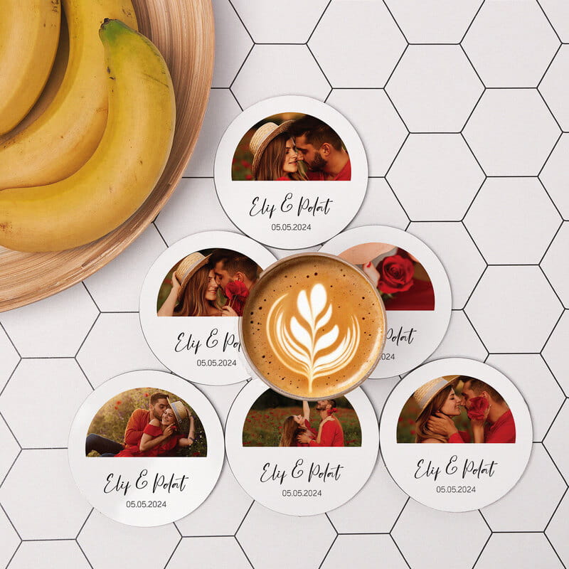 6'lı Bardak Altlığı Seti - Fotoğraf İsim Özelleştirmeli