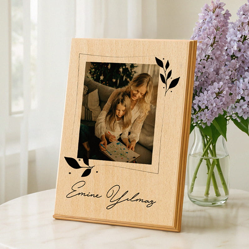 Anneler Günü Hediyesi Fotoğraf ve İsim Baskılı Mini Ahşapfoto