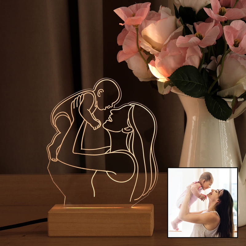 Anneme İlk Anneler Günü Hediyem Line Art Led Lamba