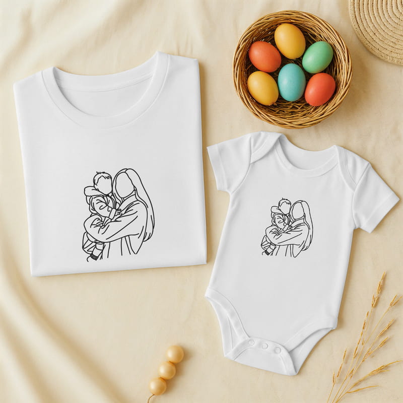 Anneme İlk Hediyem Line Art Anne Bebek Kombini