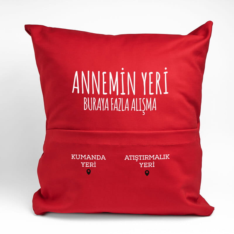 Annemin Yeri Kumanda ve Atıştırmalık Cepli Yastık
