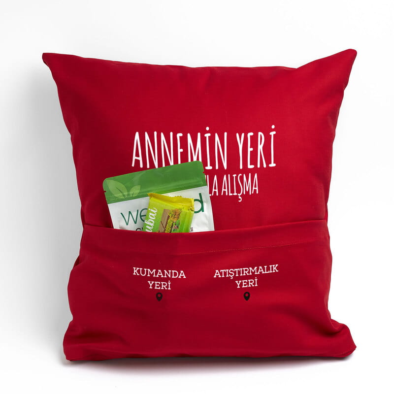 Annemin Yeri Kumanda ve Atıştırmalık Cepli Yastık