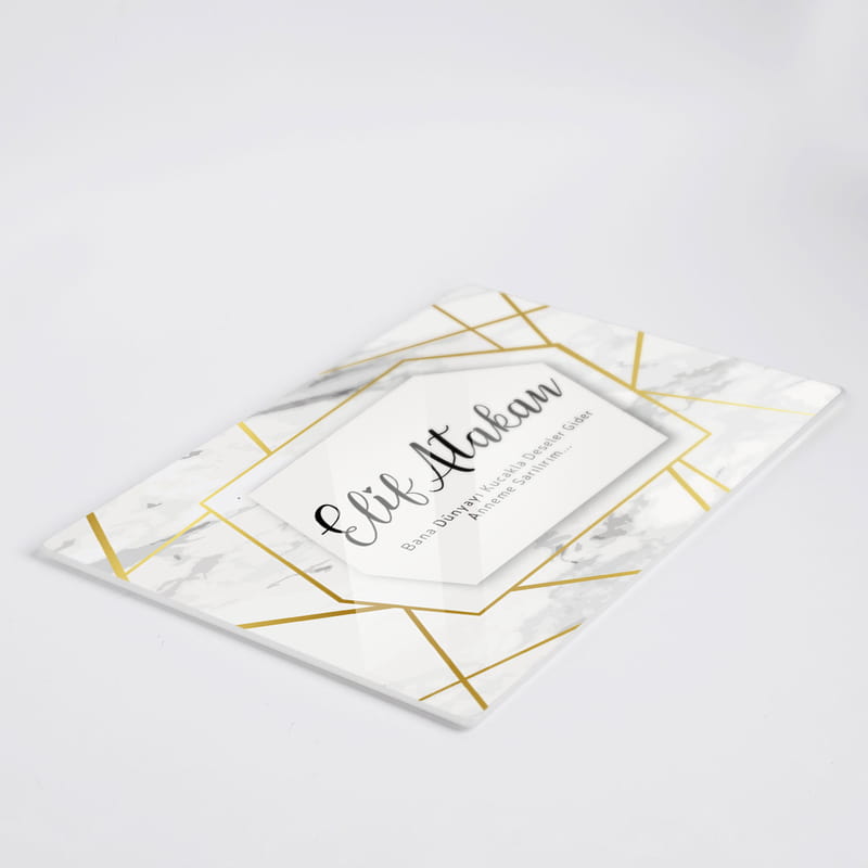 Anneye Özel İsim ve Mesajlı Cam Kesme Tahtası