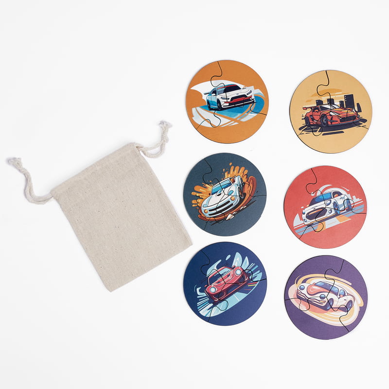 Araba Sever Karikatür Çerçeveli Ahşap Oyuncak Kutusu