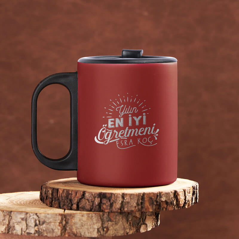 Arkadaşa Yılın En İyi Öğretmeni Mesajlı Kişiye Özel Bardak Termos