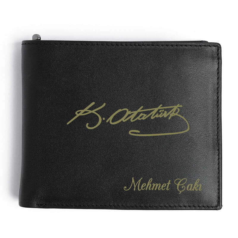 Atatürk İmzalı Deri Cüzdan - Hakiki Deri
