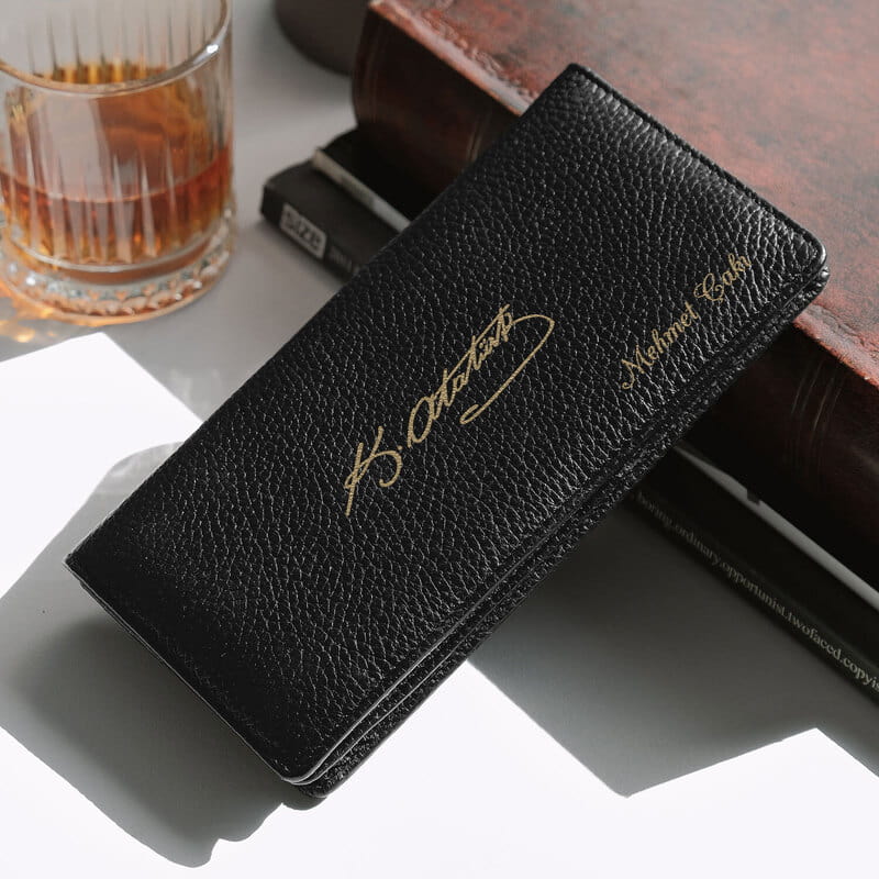 Atatürk İmzalı Kişiye Özel Telefon Bölmeli El Cüzdanı