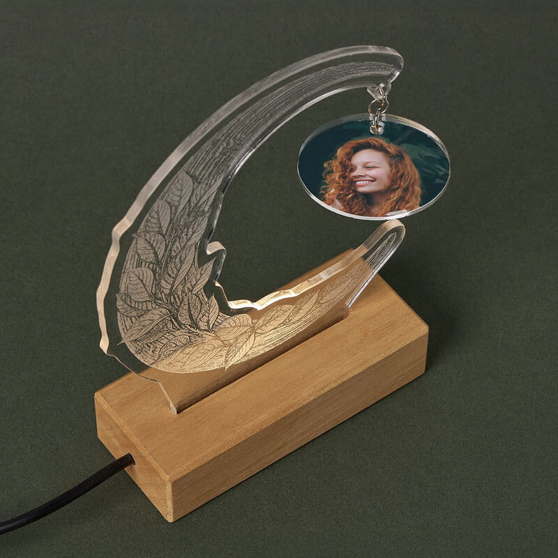 Ay Tasarımlı Fotoğraflı Led Gece Lambası