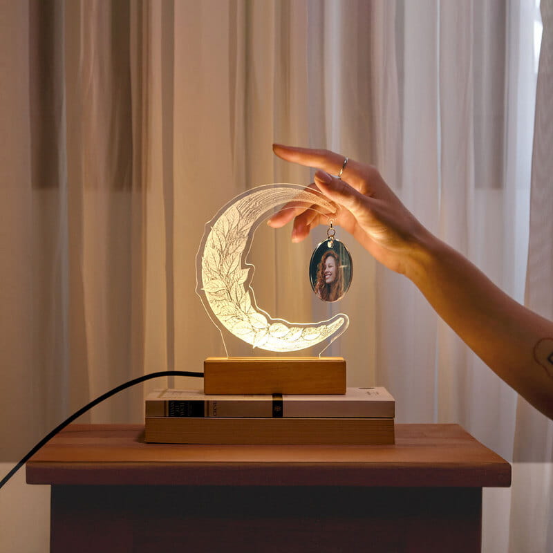 Ay Tasarımlı Fotoğraflı Led Gece Lambası