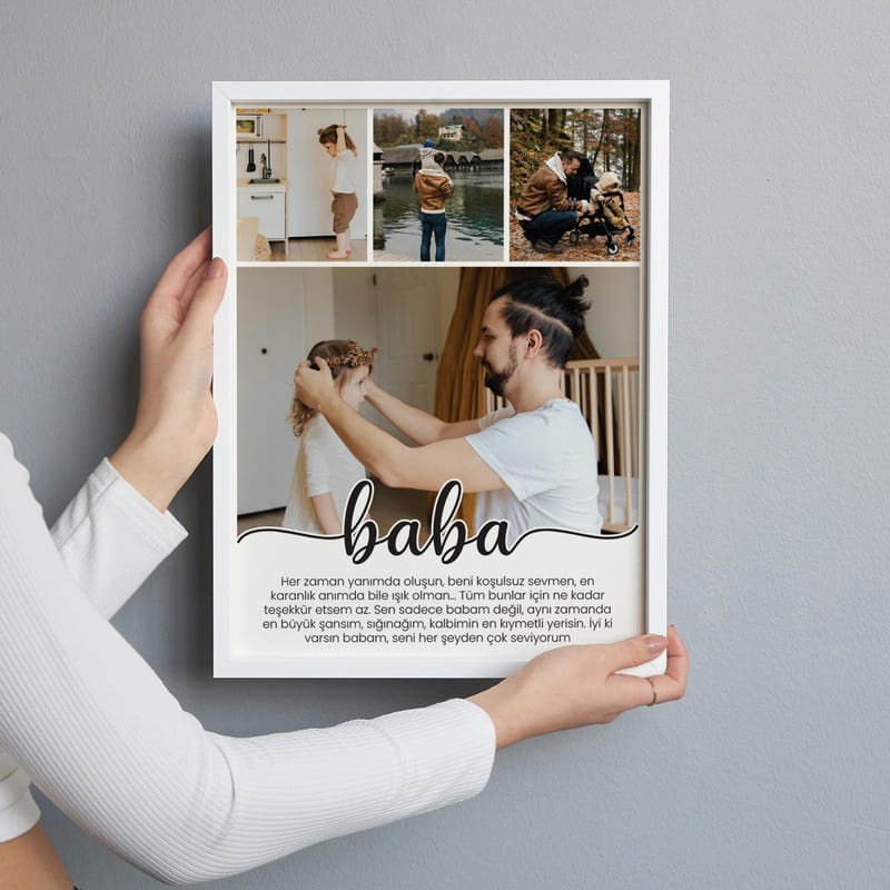 Baba Sevgim Kolaj Fotoğraflı Kişiye Özel Çerçeve