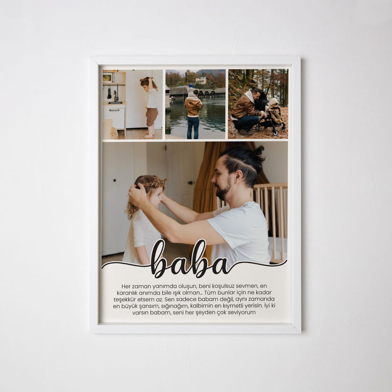 Baba Sevgim Kolaj Fotoğraflı Kişiye Özel Çerçeve