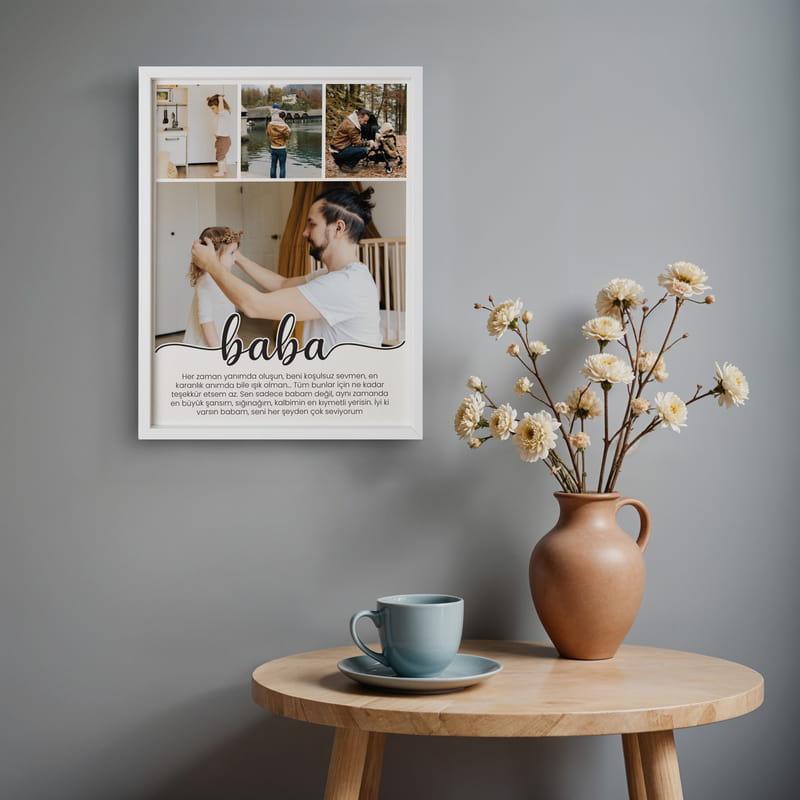 Baba Sevgim Kolaj Fotoğraflı Kişiye Özel Çerçeve