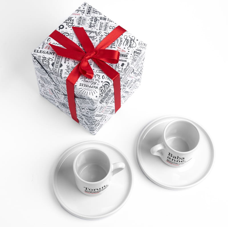 Babaanne Torun Anlamı Tasarımlı İsme Özel Türk Kahve Fincanı Seti