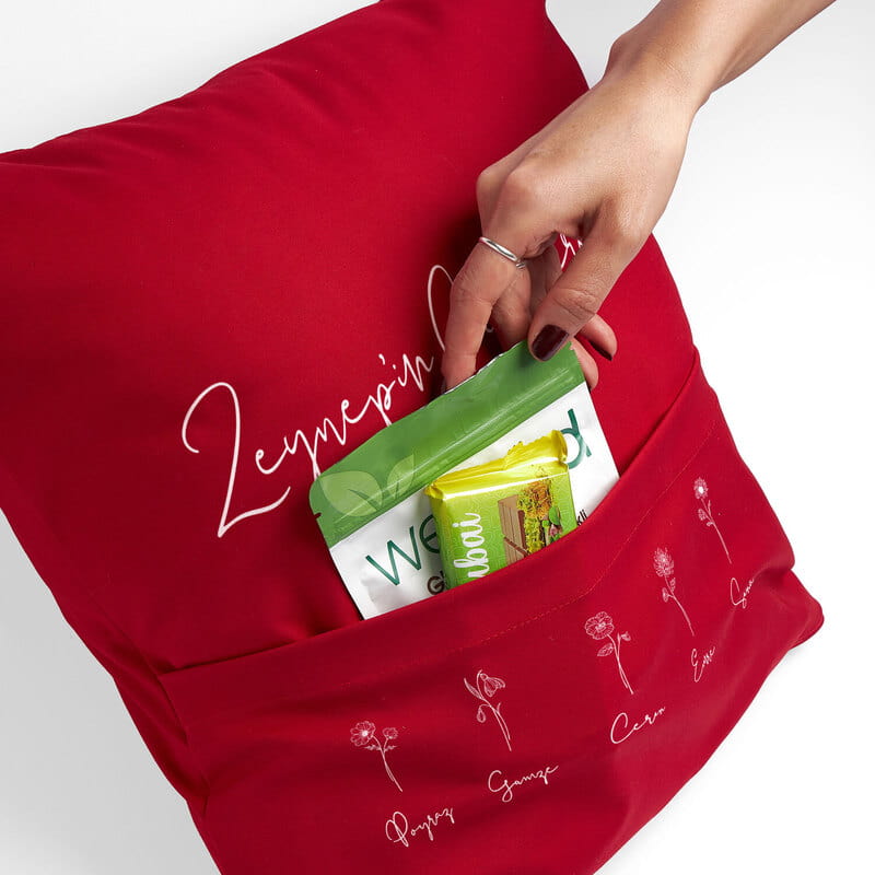 Babaanne & Torun İsimli Doğum Çiçeği Tasarımlı Cepli Yastık