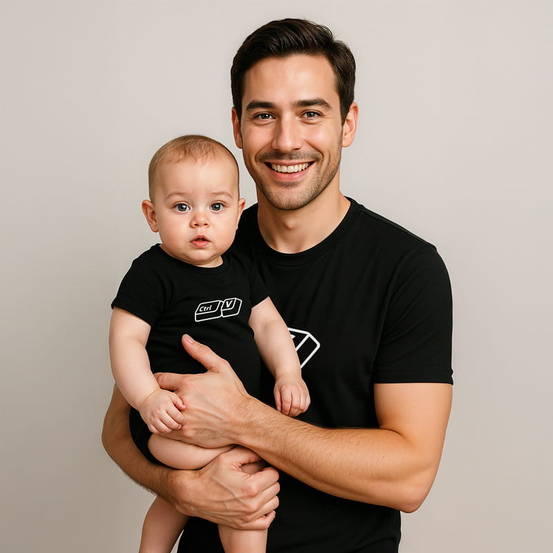 Babasının Kopyası Tasarımlı Baba Bebek Kombini - %100 Pamuklu Kumaş