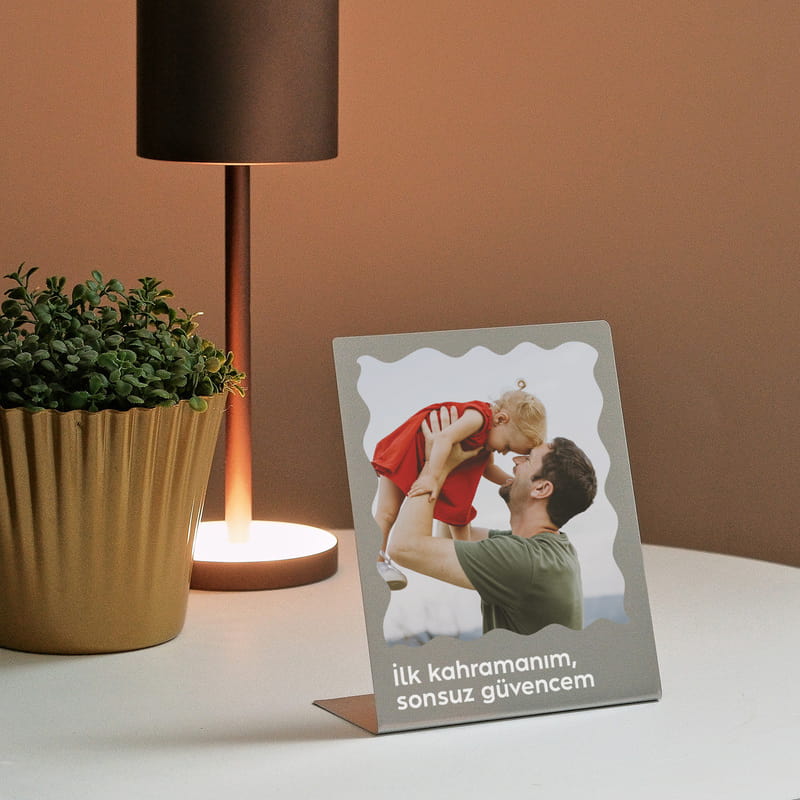 Babaya Özel Fotoğraflı Masaüstü Metal Çerçeve